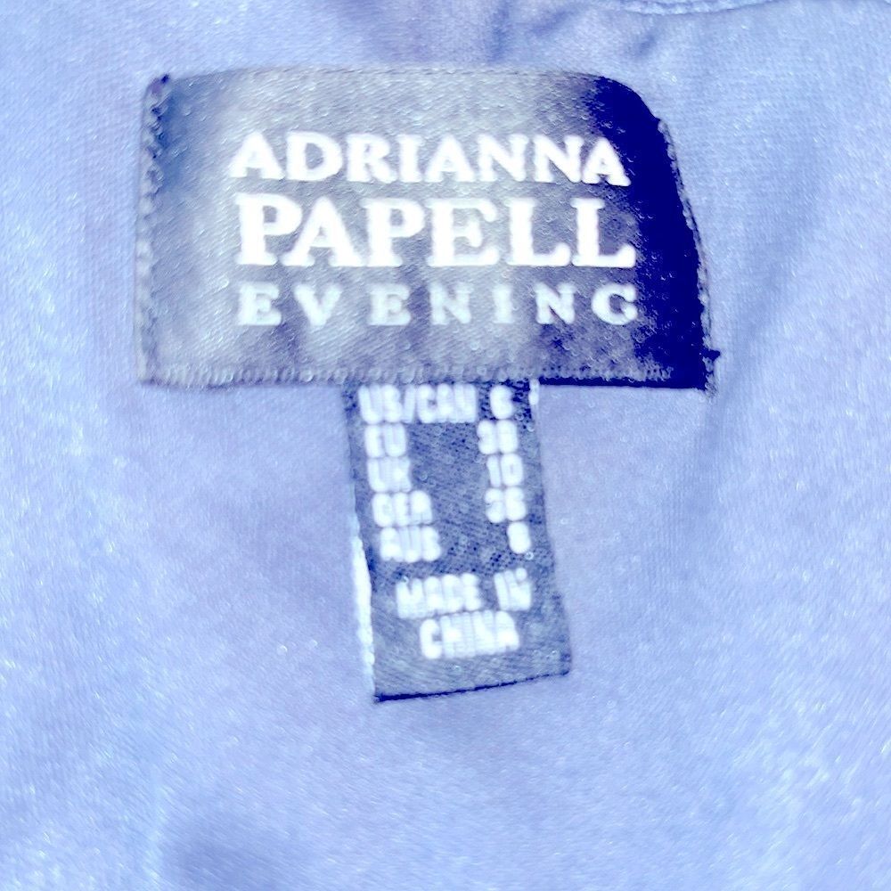 ADRIANNA PAPELL evening grey formal maxi dress w/ front split. - Picture 5 of 8